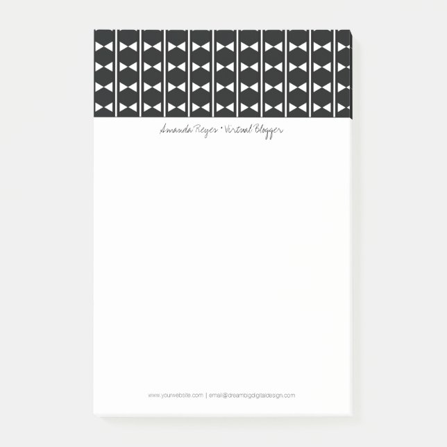 Post-it® Moderne Abstrait Monochrome Diamant Noir et Blanc (Devant)