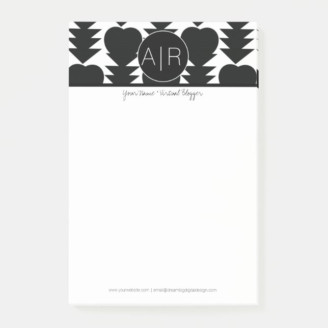 Post-it® Moderne Abstrait Monochrome Noir et Blanc (Devant)