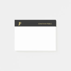 Post-it® Moderne blanc de monogramme d'or professionnel de
