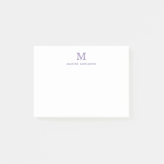 Post-it® Moderne chic fille violet violet Monogramme initia (Devant)