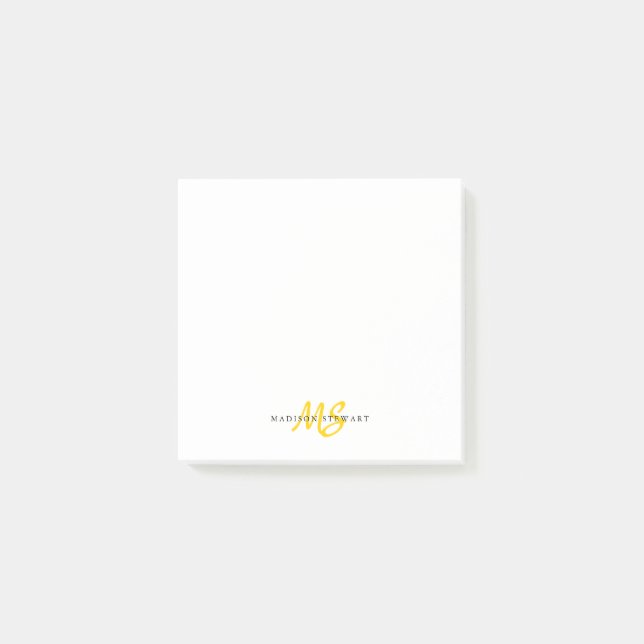 Post-it® Moderne Cute Bracelet Jaune Script Deux Monogramme (Devant)