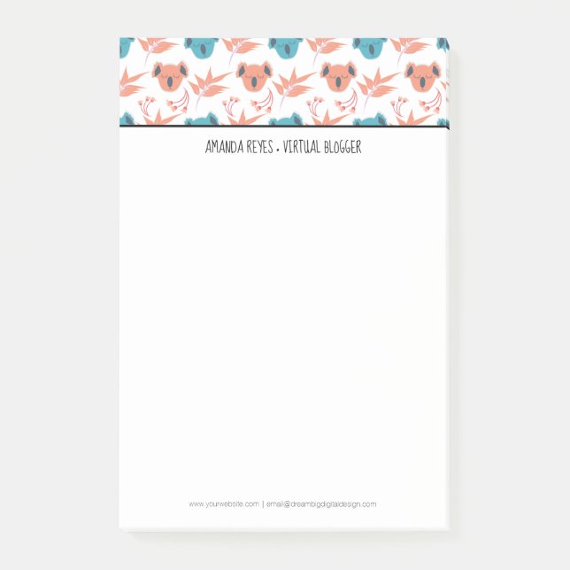 Post-it® Moderne Cute Koala et fleurs florales (Devant)
