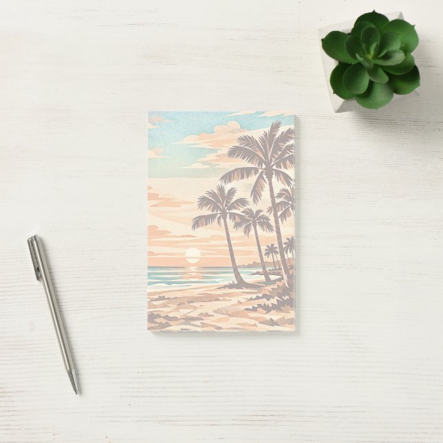Post-it® moderne de milieu de siècle plage Hawaii coucher d (Bureau)