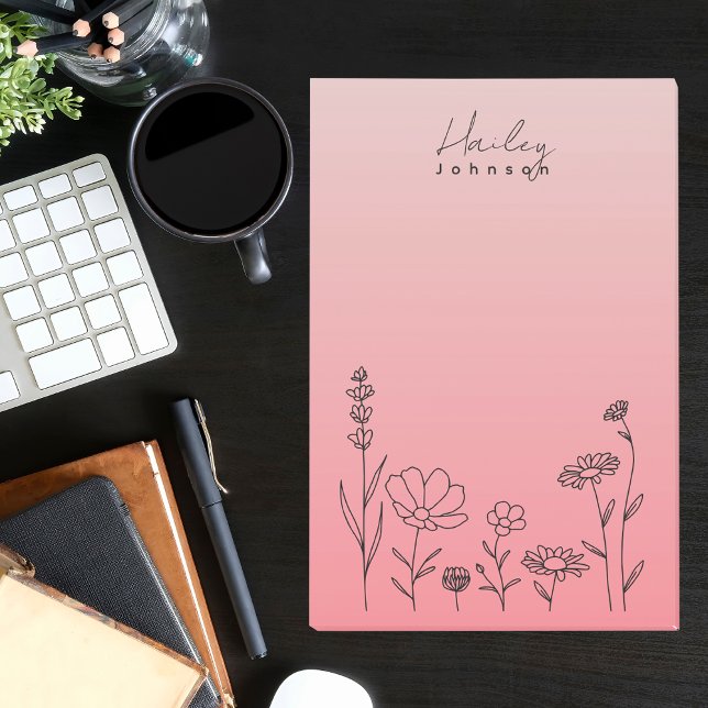 Post-it® Moderne et élégant Boho Fleur sauvage rose floral (Créateur téléchargé)