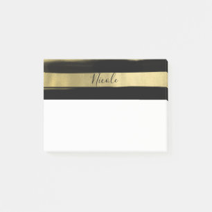 Post-it® Moderne Glamour Noir & Or Coup de Pinceau Rayure C