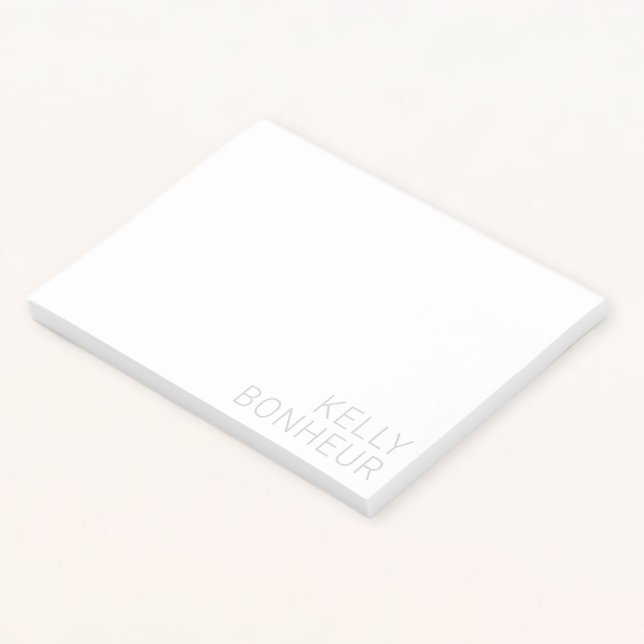 Post-it® Moderne Gris Clair Nom Sur Blanc (Créateur téléchargé)