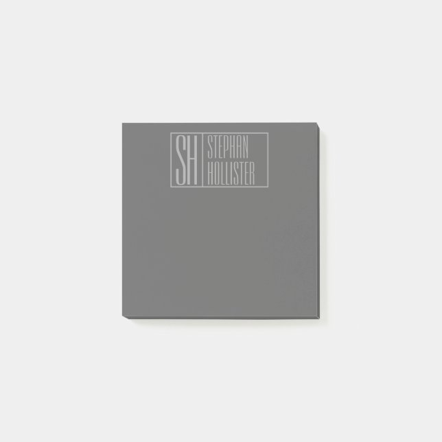 Post-it® Moderne, gris sur gris foncé, logo avec initiales  (Devant)