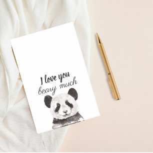 Post-it® Moderne Je T'Aime Beary Beaucoup Panda Noir Et Bla