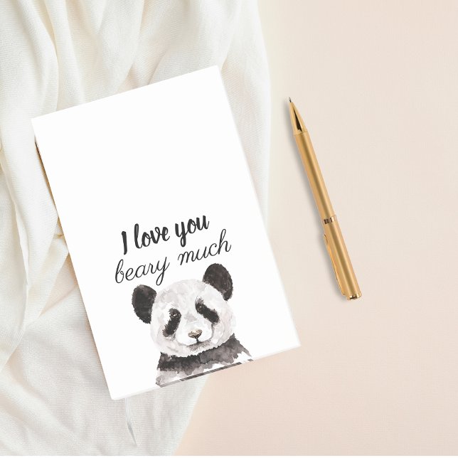 Post-it® Moderne Je T'Aime Beary Beaucoup Panda Noir Et Bla (Créateur téléchargé)