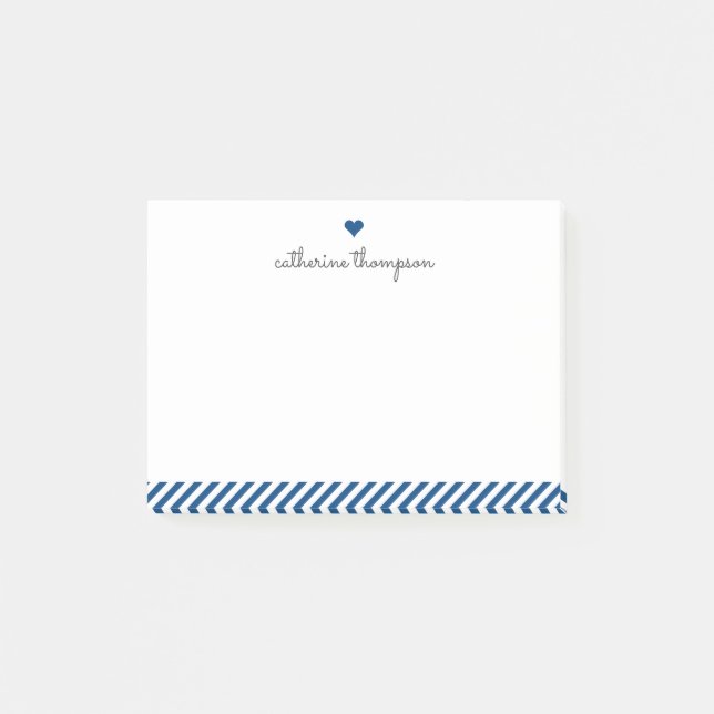 Post-it® Moderne Marine Bleu Bleu Coeur Girly Joli Script (Devant)