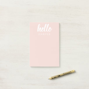 Post-it® Moderne Minimal Pastel Rose Bonjour Et Vous Nom