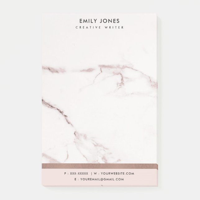 POST-IT® MODERNE MODERNE TEXTURE EN MARBRE D'OR ROSE ROSE R (Devant)