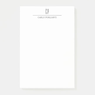 Post-it® Moderne Monogramme Professionnel Plain Nom simple