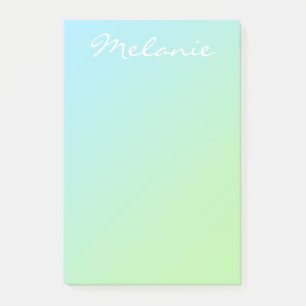 Post-it® Moderne ombre bleu vert aqua écriture script