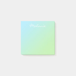Post-it® Moderne ombre bleu vert aquatique écriture script