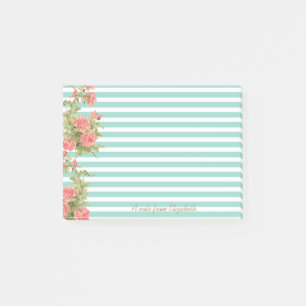 Post-it® Moderne, Roses sur Rayures-Personnalisé
