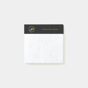 Post-it® Moderne simple de monogramme de noir de marbre