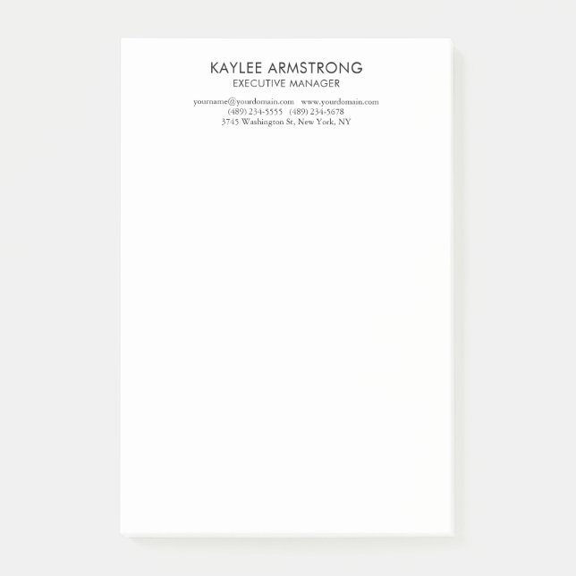 Post-it® Moderne Simple Élégant Blanc Professionnel (Devant)