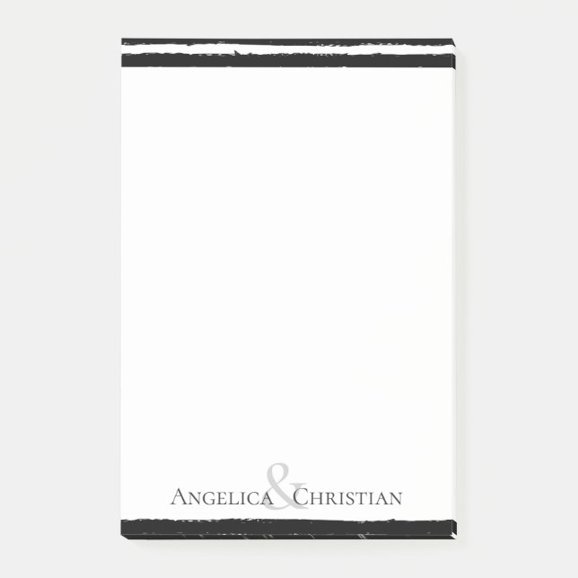 Post-it® Moderne Tendance Chic Stripes Noir Couple Statione (Devant)