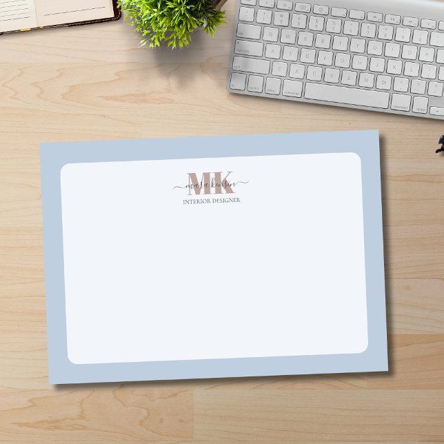 Post-it® Modert Mocha Mousse Monogram Bleu Poussiéreux (Créateur téléchargé)