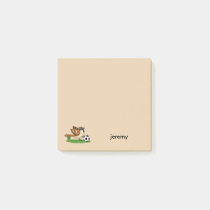 Post-it® Moineau de dessin animé mignon jouant au football