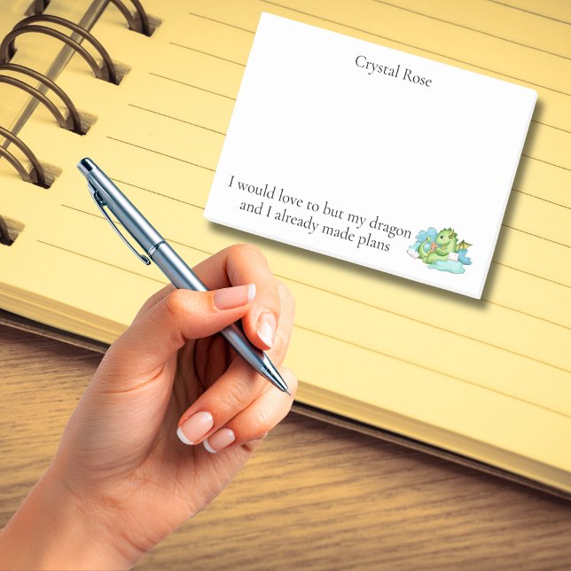 Post-it® Mon dragon et moi avons fait des plans  (Funny dragon design for book lovers)
