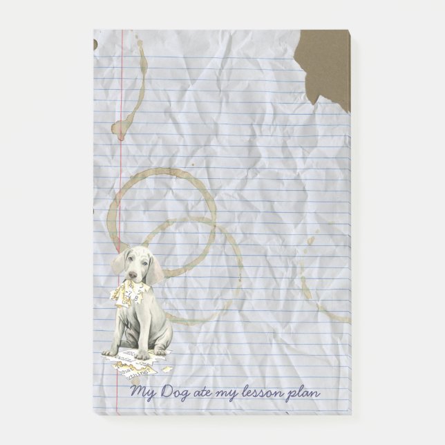 Post-it® Mon Weimaraner a mangé mon plan de cours (Devant)