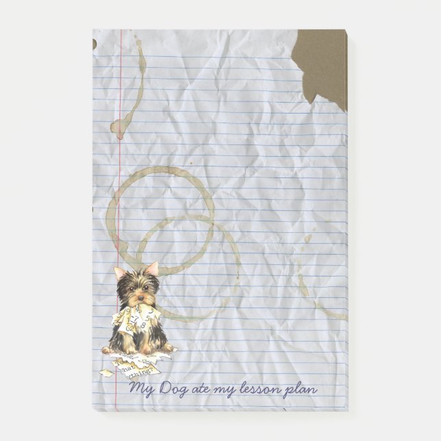 Post-it® Mon Yorkie a mangé mon plan de leçon (Devant)