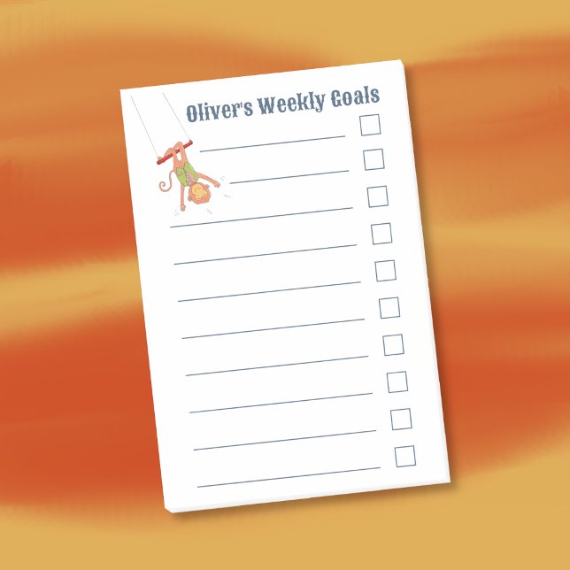 Post-it® Monkey on a Trapeze Kid Weekly Goals Notes (Cute monkey sticky notes for kids to keep track of their weekly goals . )