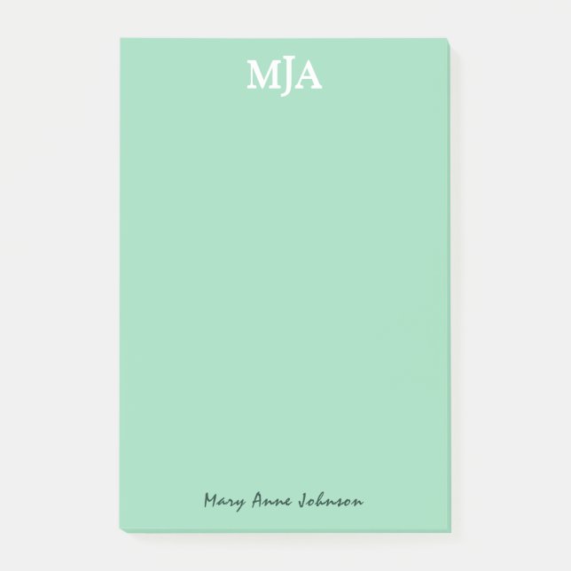 Post-it® Monnaie vert Monogramme 3 trois lettres Initiales  (Devant)