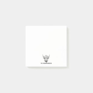 Post-it® Monocrome Highland Cow Personnalisable Funny