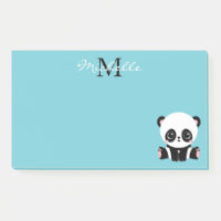 Monogram Cute Panda Personnalisé Bubble Gum Bleu