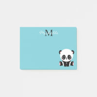 Monogram Cute Panda Personnalisé Bubble Gum Bleu