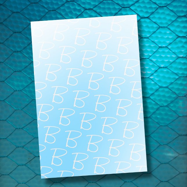 Post-it® Monogram initial pastel blue gradient modern chic (Créateur téléchargé)