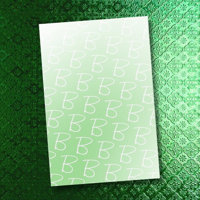 Post-it® Monogram initial pastel olive green gradient chic (Créateur téléchargé)
