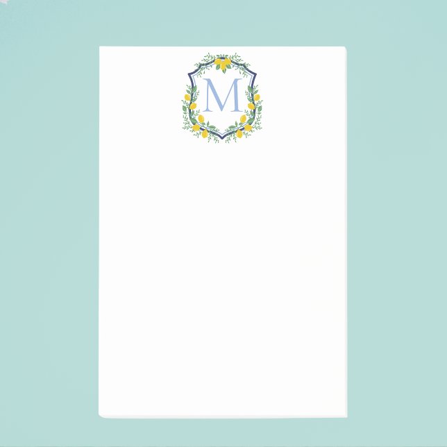Post-it® Monogram Lemon Crest, Blue and White Custom (Créateur téléchargé)