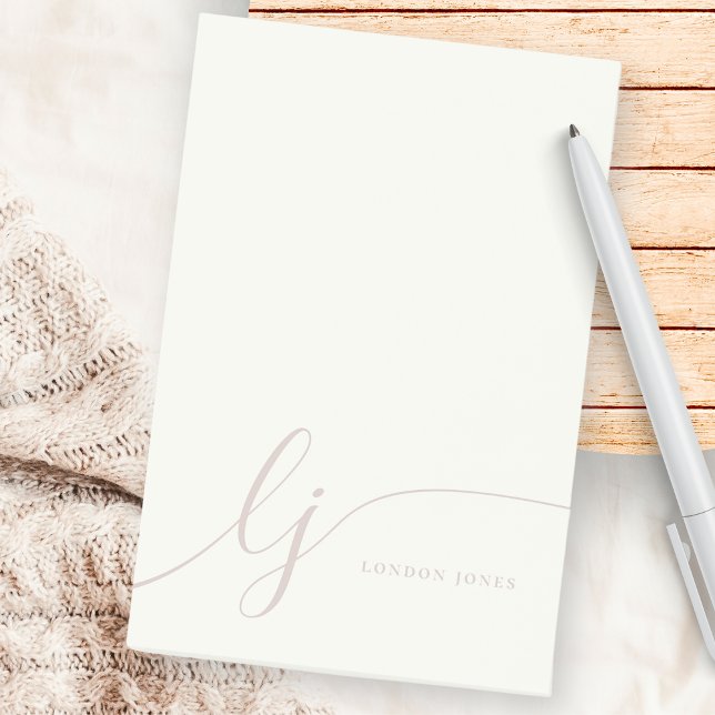 Post-it® Monogram Modern Minimal Feminine Rose Pink Ivory (Créateur téléchargé)