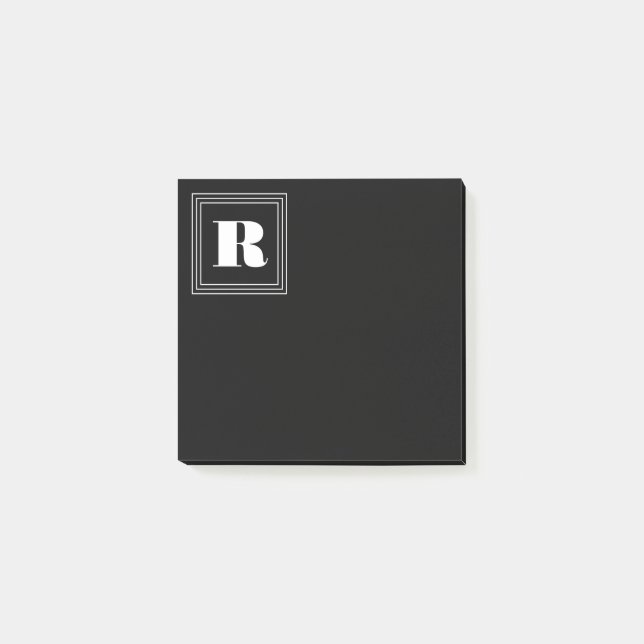 Post-it® Monogramme 3 cadres | Noir et blanc (Devant)