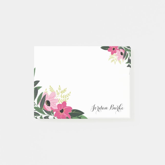 Post-it® Monogramme à bordure florale chic (Devant)