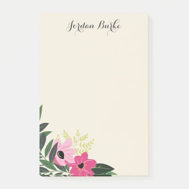 Post-it® Monogramme à bordure florale chic (Devant)