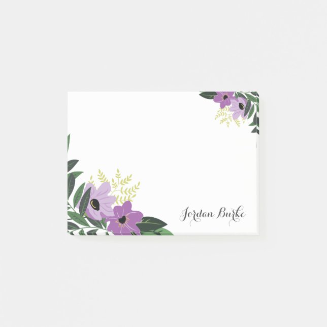Post-it® Monogramme à bordure florale chic (Devant)