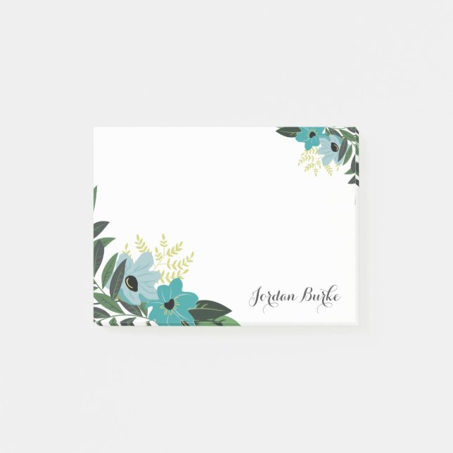 Post-it® Monogramme à bordure florale chic (Devant)