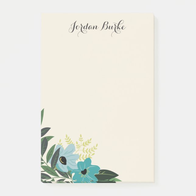 Post-it® Monogramme à bordure florale chic (Devant)