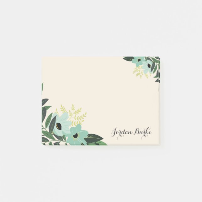 Post-it® Monogramme à bordure florale chic (Devant)