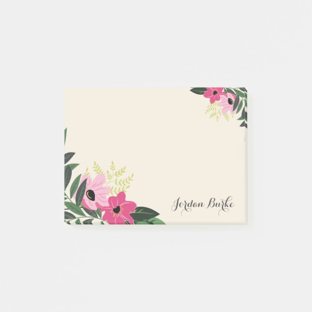 Post-it® Monogramme à bordure florale chic (Devant)
