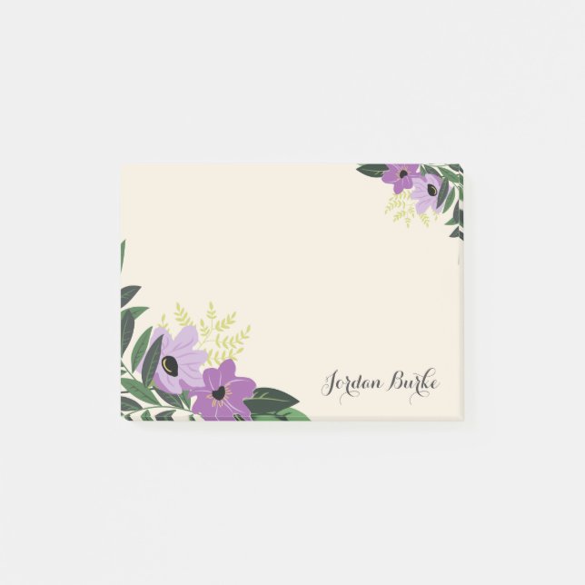 Post-it® Monogramme à bordure florale chic (Devant)