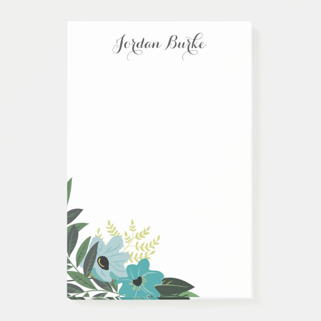 Post-it® Monogramme à bordure florale chic (Devant)