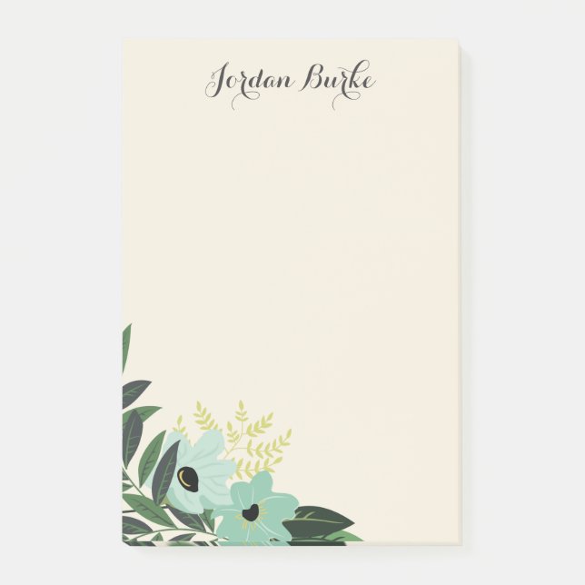 Post-it® Monogramme à bordure florale chic (Devant)