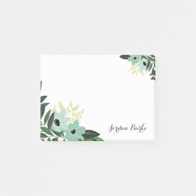 Post-it® Monogramme à bordure florale chic (Devant)