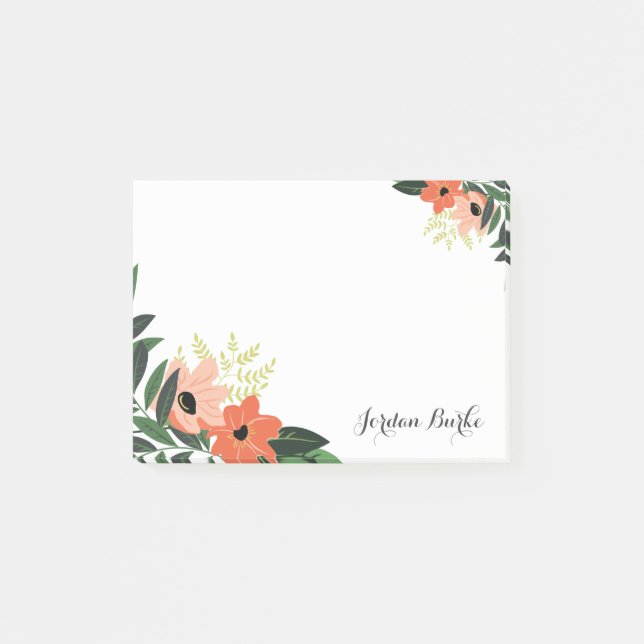 Post-it® Monogramme à bordure florale chic (Devant)